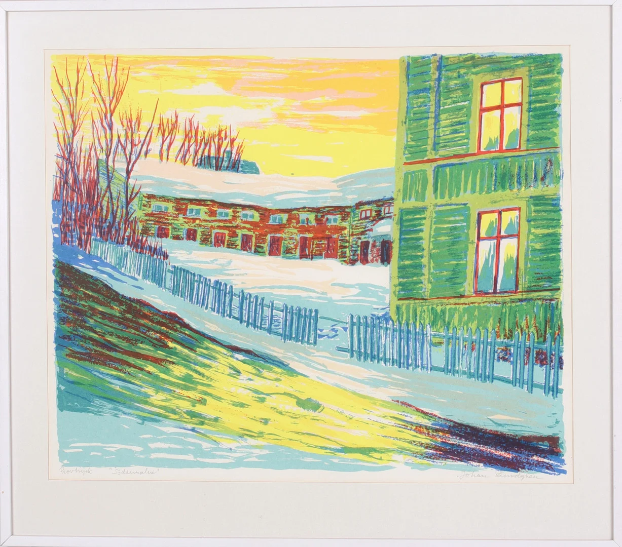 JOHAN LUNDGREN. "Södermalm", litografi, signerat provtryck. — Engravings & Prints — Stadsauktion Sundsvall
