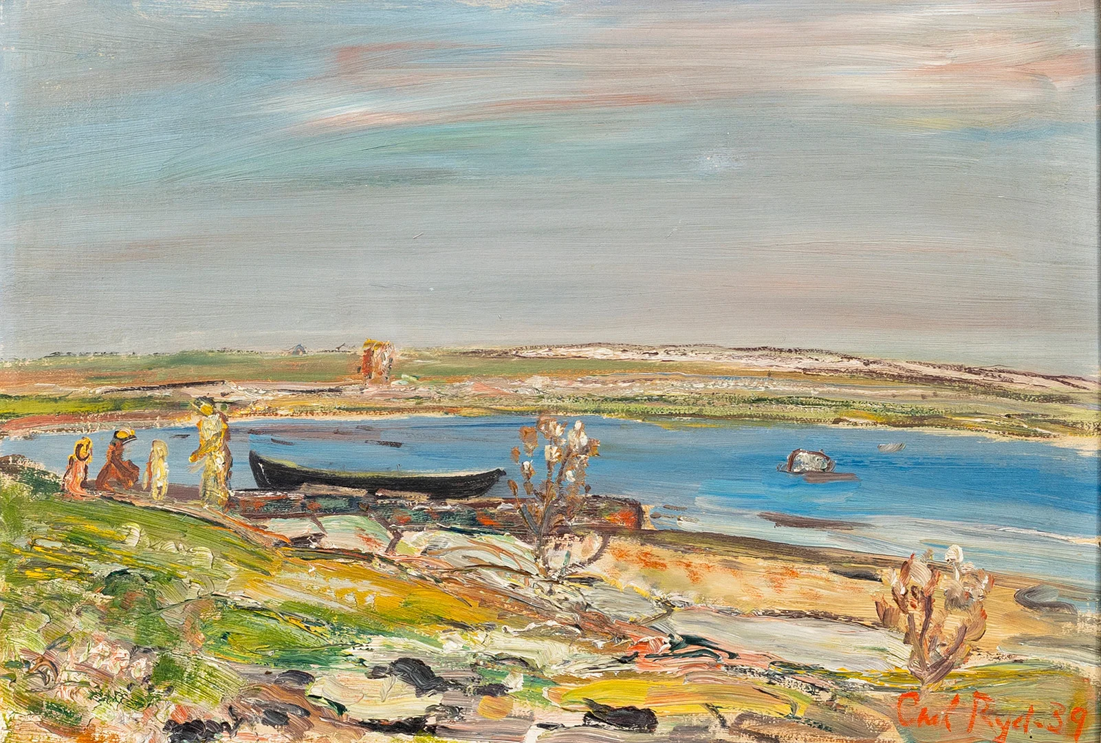 CARL RYD. "Sanbergstrand Öland ", olja på pannå, signerad och daterad 39. — Paintings — Auktionshuset Kolonn