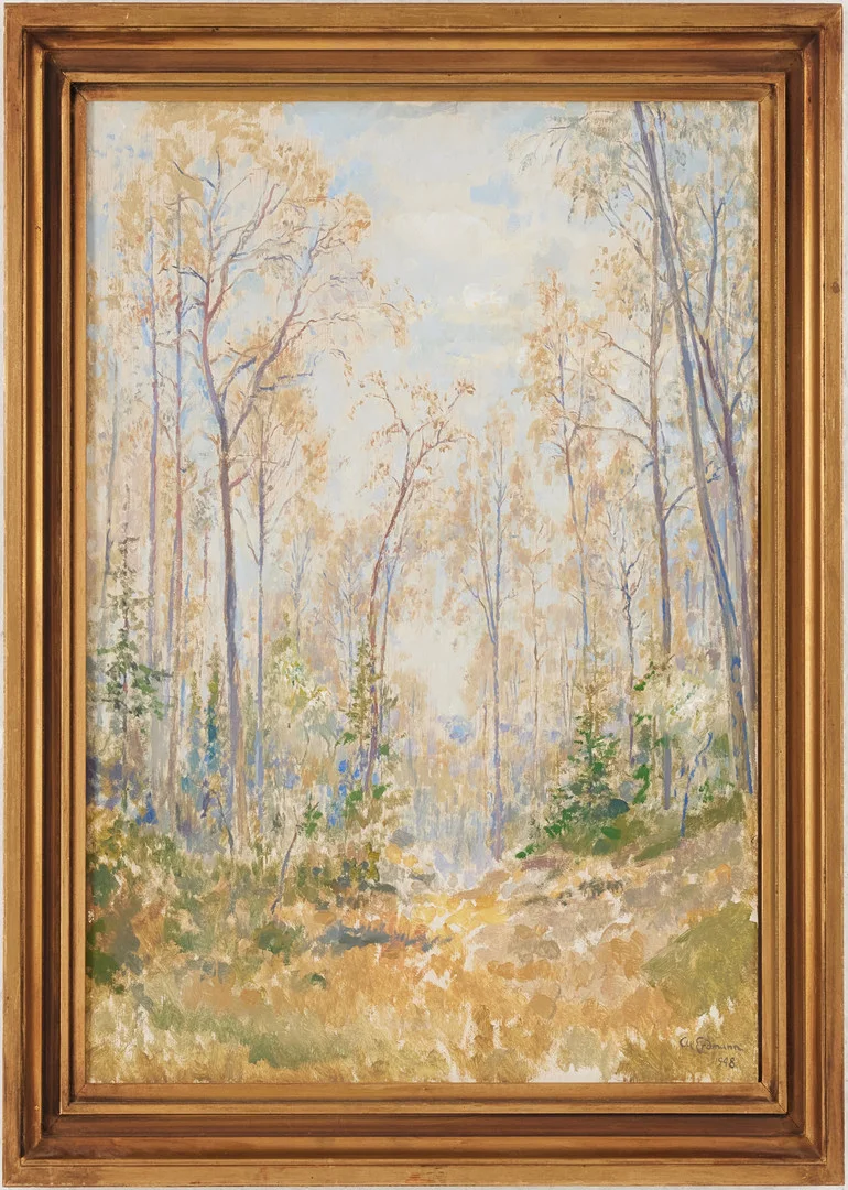 AXEL ERDMANN. "Innan träden grönska", olja på pannå, signerad. — Paintings — Stockholms Auktionsverk Magasin 5