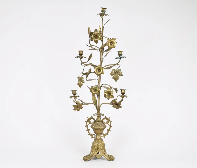 French brass church candlestick, first half of the 20th century