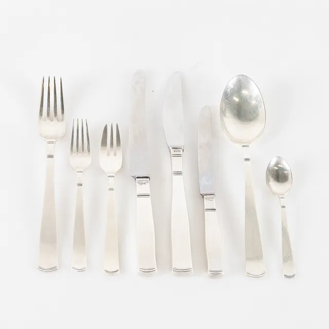 JACOB ÄNGMAN, Bestick, 54 delar, modell "Rosenholm", silver, GAB, Stockholm.