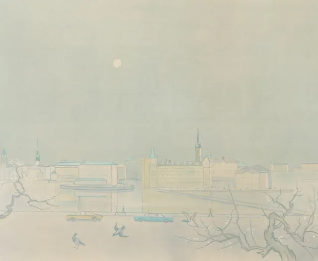 EINAR JOLIN. Stockholmsmotiv, färglitografi, signerad Jolin.