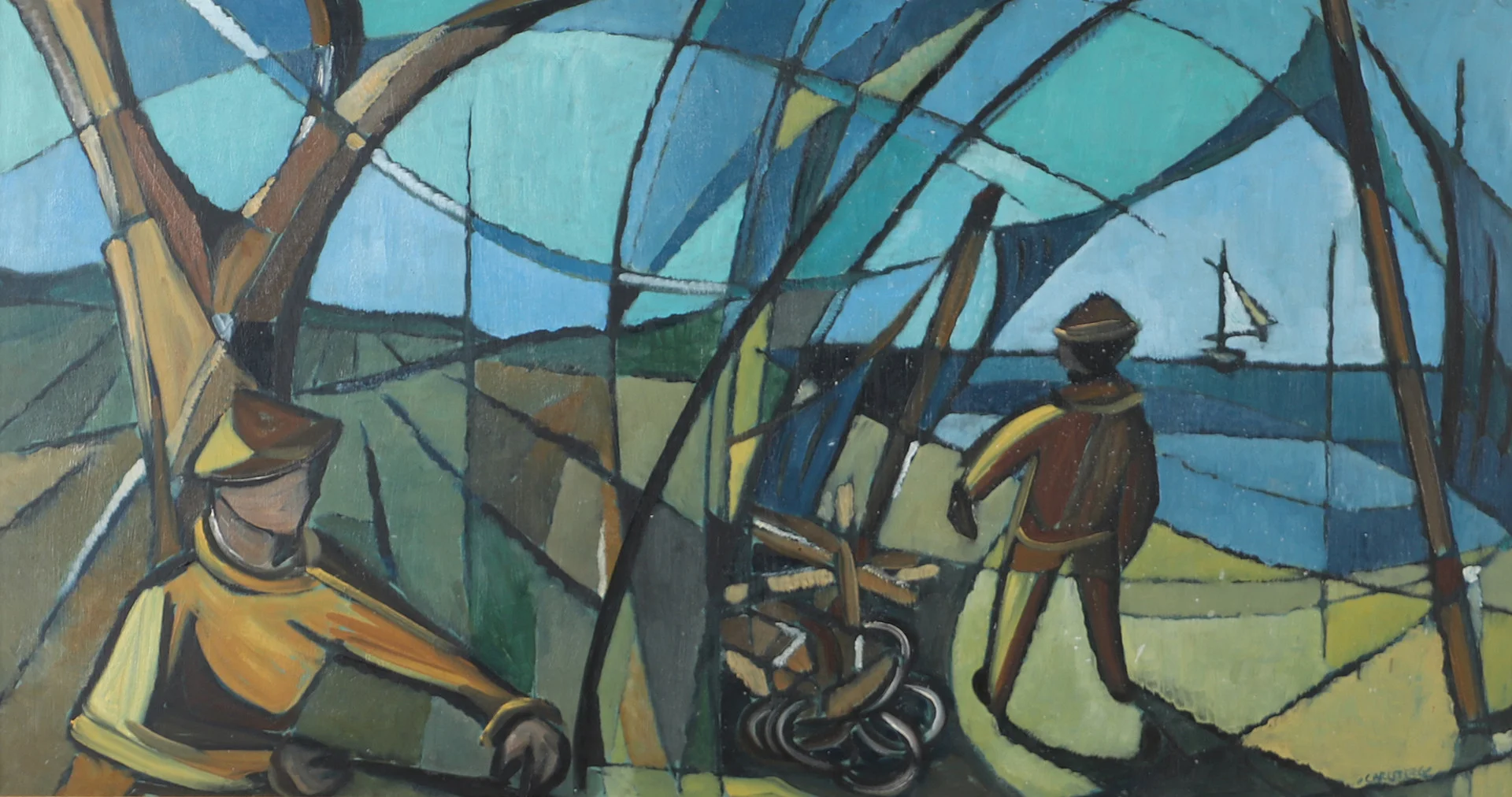 BENGT CARLBERG. Slätt och kust, olja på pannå, signerad Carlberg. — Paintings — Helsingborgs Auktionskammare