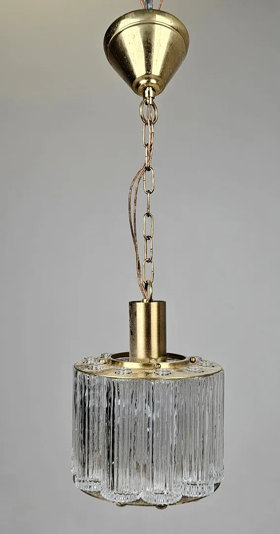 ERIC WÄRNÅ. Taklampa, "Nordlys", glas och mässing, Kemp & Lauritzen, Danmark, höjd ca. 23 cm.
