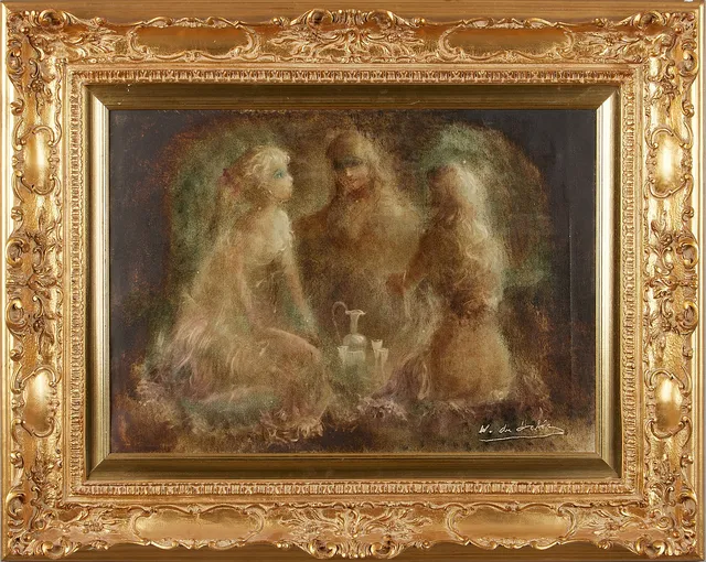 WALTER DU HALDE (Sverige, född 1919), Tre gracer, signerad, olja på duk.