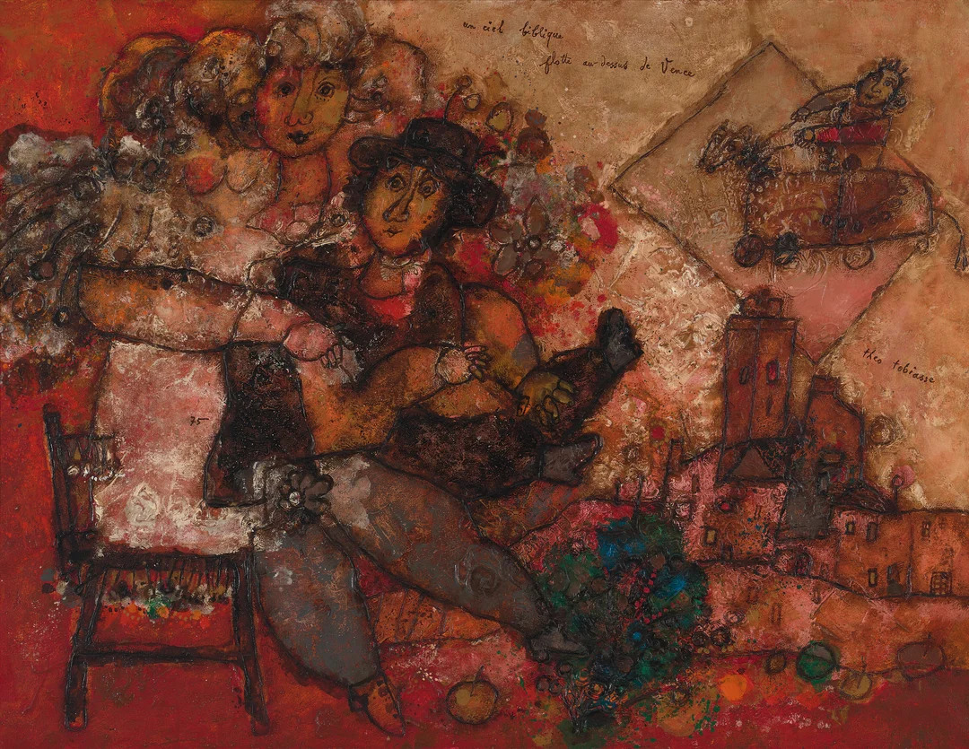 Tobiasse, Theo — "un ciel biblique flotte au-Jessus de Vence" 1975 — Kunst/Maleri — Blomqvist