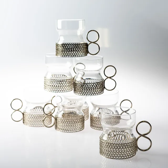 TIMO SARPANEVA. Teglas/ glögglas, 8 st, "Tsaikka", Iittala.