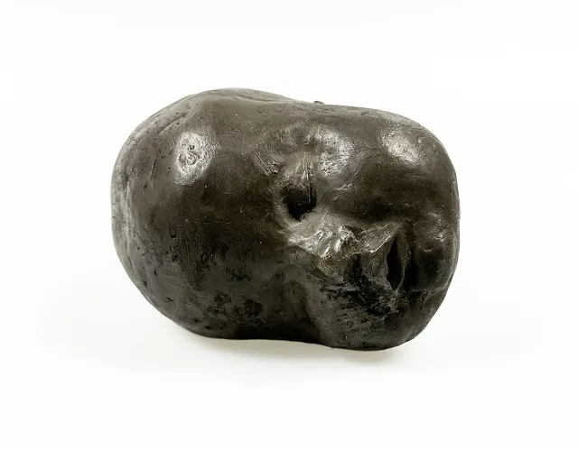 CHARLOTTE GYLLENHAMMAR. "B-Head", gråpatinerad brons, signerad, numrerad.
