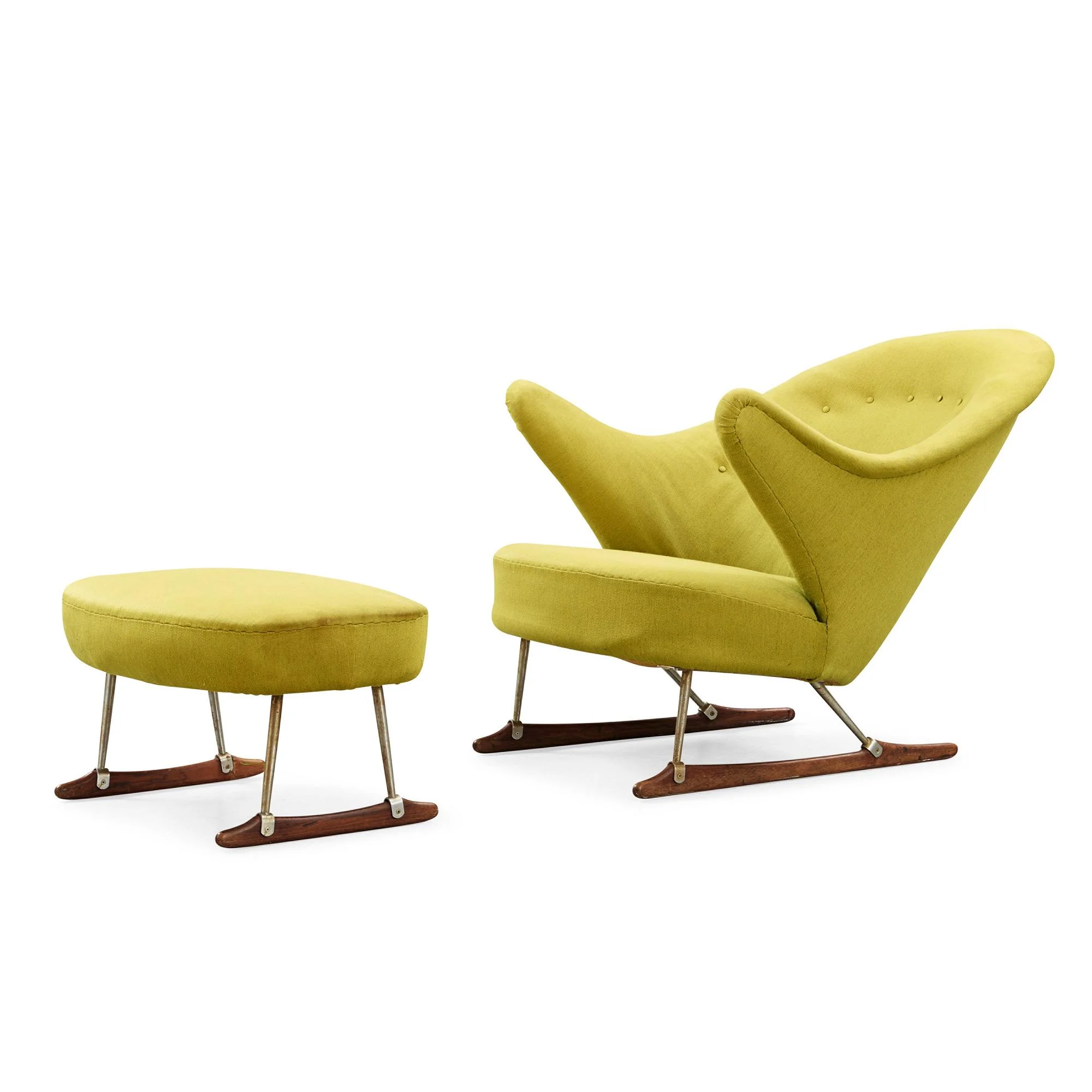 Børge Mogensen, fåtölj med fotpall, Tage M Christensen & Co, Danmark 1950-tal. — Bukowskis