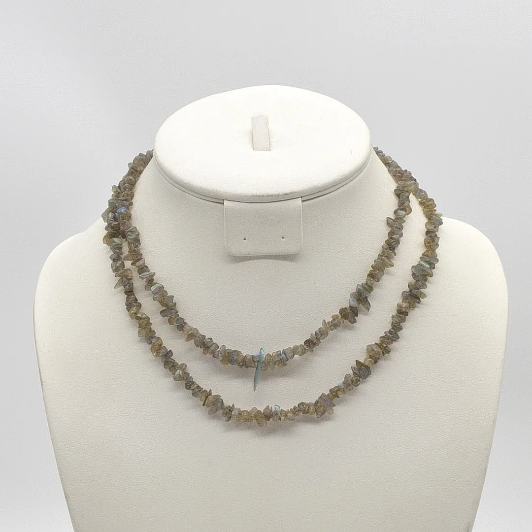 LABRADORIT COLLIER, ENDLOSKETTE, VINTAGE, CA. 86CM. — Necklace — Kunst- und Auktionshaus Kleinhenz