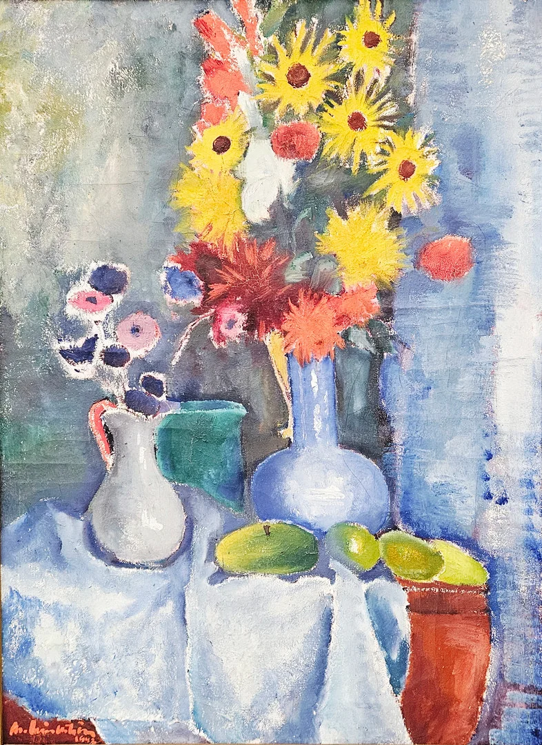 MARTIN LINDSTRÖM. Stilleben. Olja på duk, signerad M. Lindström och daterad 1942. — Paintings — Auktionshuset Thörner & Ek