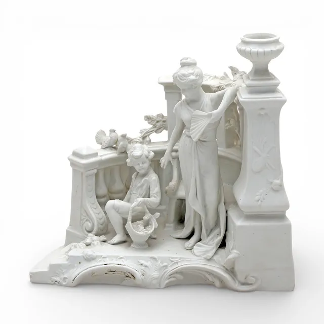 18th-century scene," French group in Sèvres biscuit, early 20th century.