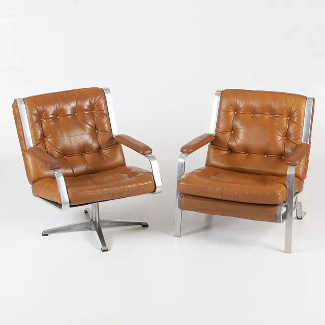 ERIC SIGFRID PERSSON. Fåtölj, ett par, ur serien "Flytande design", 1970-tal.