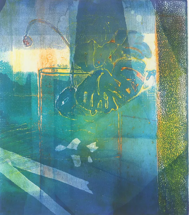 IRIS KRONBECK. "Vas i ljusspel", collografi, signerad -08.