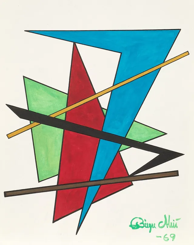 BIRGER ALSIÖ (1941-2021) "Geometrisk komposition II", signerad och daterad -69, gouache.