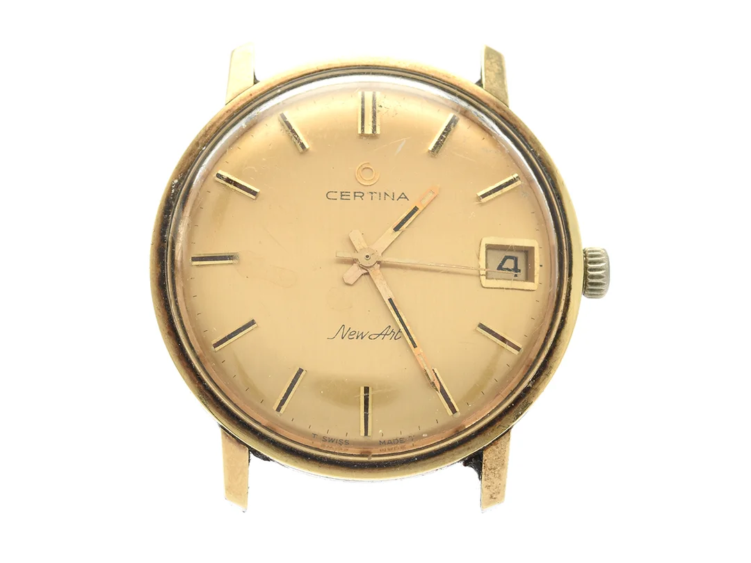 Certina New Art, manuell, stål, repigt plexiglas,datum, Ref:5321108, sn:6140096 — Klockor/Certina — Kaplans