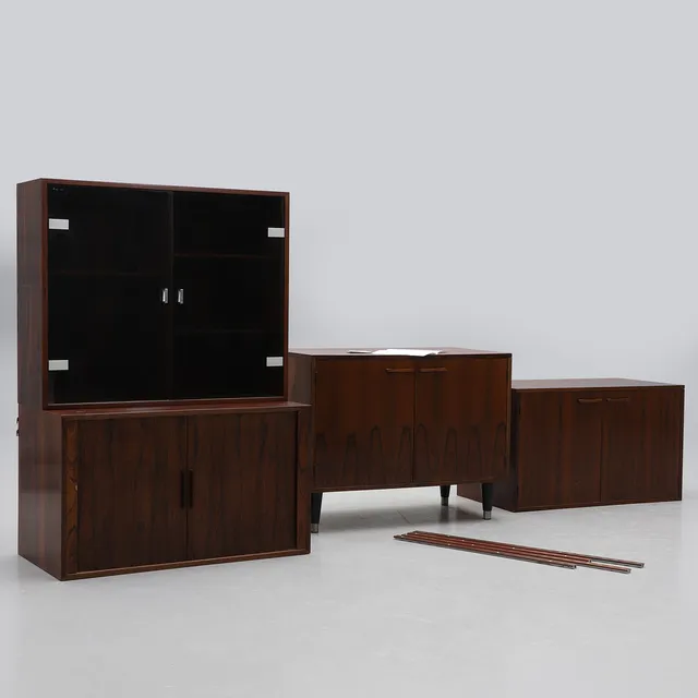 KAI KRISTIANSEN, hyllsystem, jakaranda, 1970-tal.