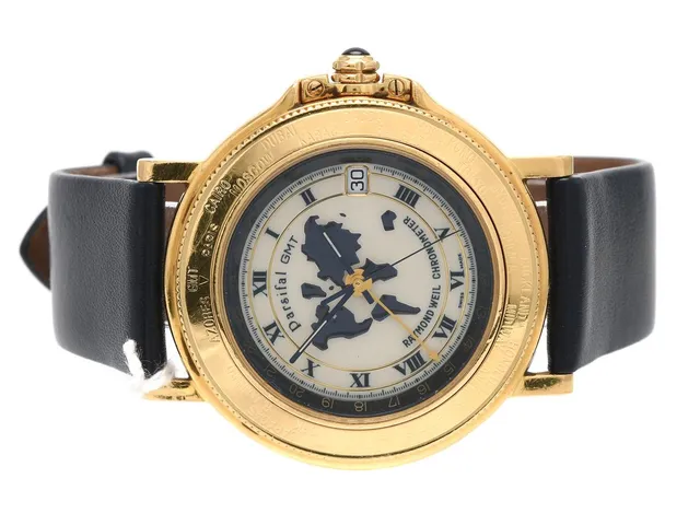 Raymond Weil Parsifal GMT 18K , herrur, datum, automat, limited nr: 304/999, glasbaksida, läderband , bruttovikt 68,5g
