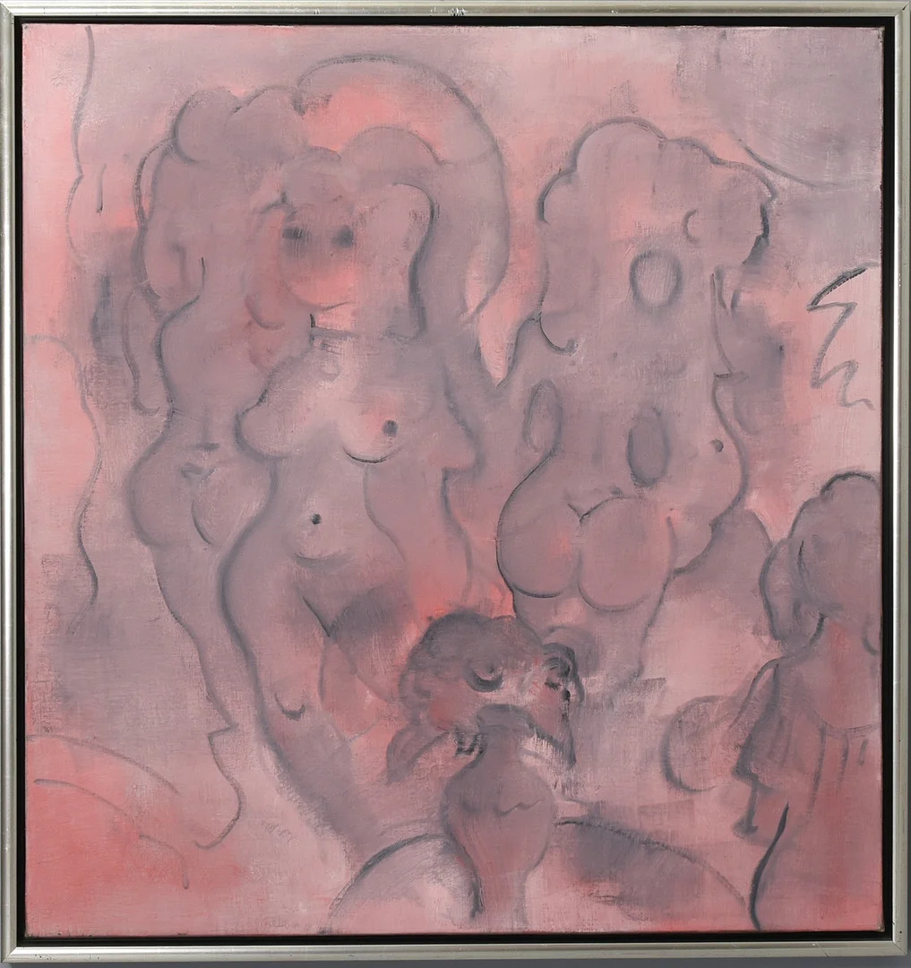 HUGH FINCH WILLIAMS. (1904 - 2002) Olie på lærred. Komposition med figurer. Signeret og dateret. 1975. — Paintings — Sørensen Auktioner