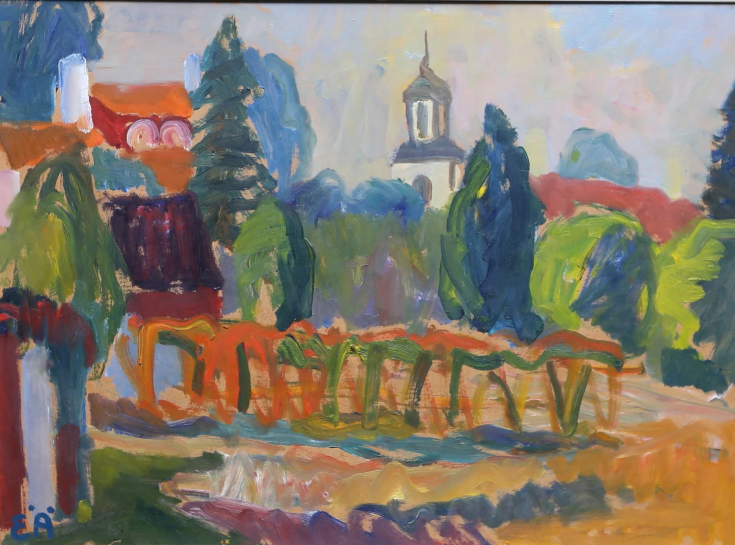 ERLING ÄRLINGSSON. Höst Sillegården. Olja på pannå, monogramsignerad EÄ. — Paintings — Gomér & Andersson Linköping