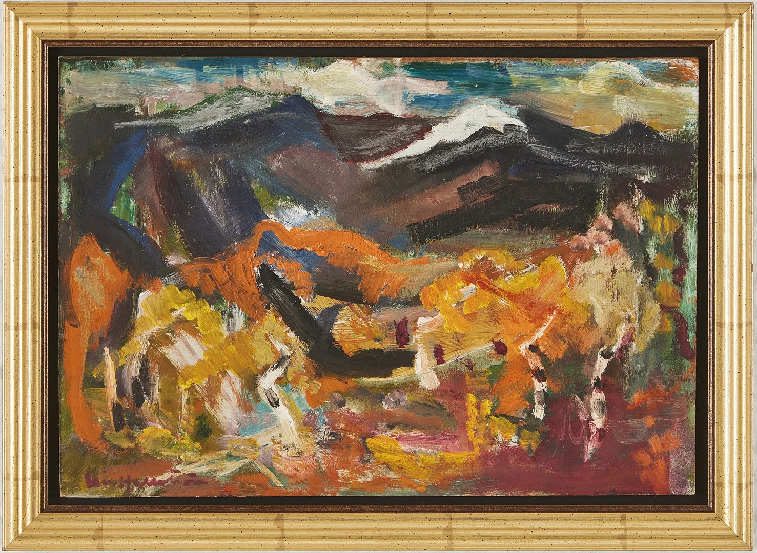 ERIC HALLSTRÖM. "Höst, Lappland", olja på pannå. — Paintings — Stockholms Auktionsverk Magasin 5