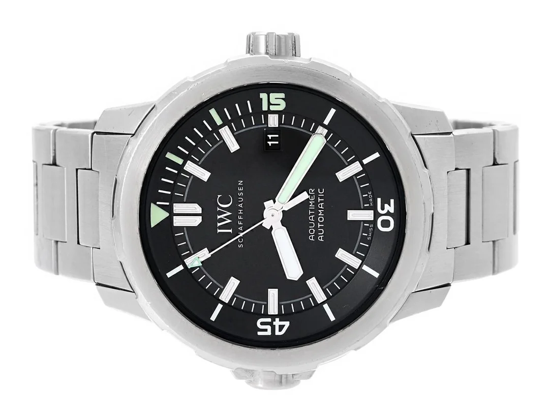 IWC, Schaffhausen, Aquatimer, Cal 30120, Serie nr. 3836636, Ref nr. IW 329002, Boett nr. 5329055, herrur, 42 mm, stål, automatisk, safirglas, datum, vridbar innerring, originallänk, viklås, cert, september 2016, box (skadad). — Klockor/IWC — Kaplans
