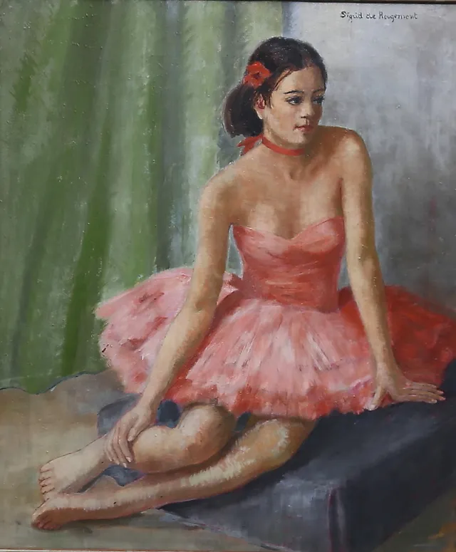 SIGRID WAHLSTRÖM DE ROUGEMONT. Ballerina. Olja på duk. signerad.