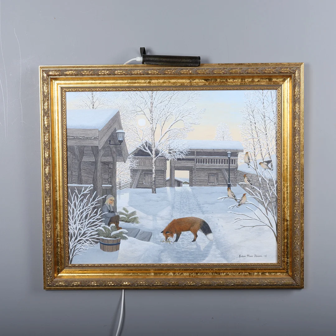ERKERS MARIE PERSSON. Vintermotiv, akryl på pannå, signerad och daterd 10. — Paintings — Örebro Stadsauktioner