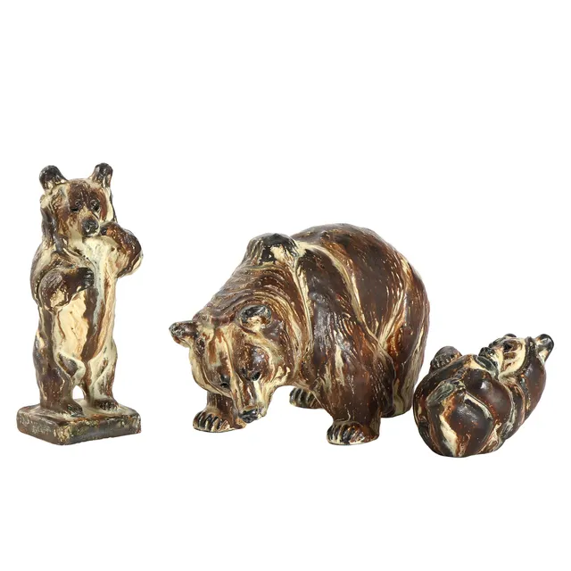 Arne Ingdam. Collection of bear figurines, 1st piece. unique. (3)