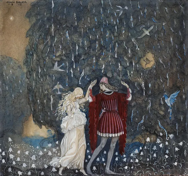 John Bauer, ”Lena och riddaren dansa”.