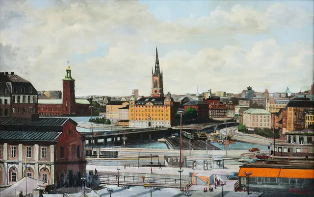 BERTIL WIDBRANT (1914-1988). View from Old Slussen.