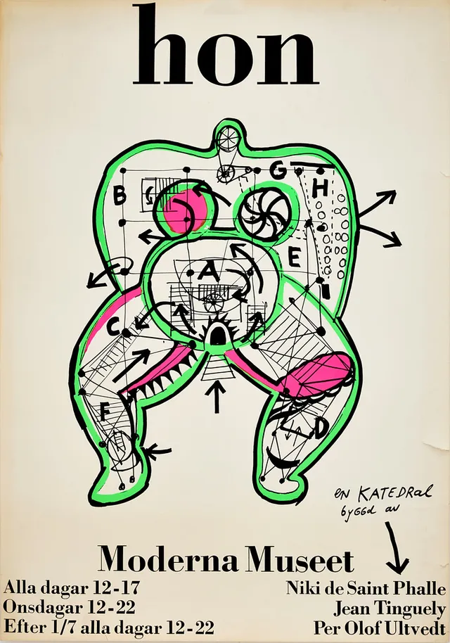 NIKI DE SAINT PHALLE (FRANKRIKE, 1930-2002). "Hon", utställningsaffish, Moderna Museet, 1966.