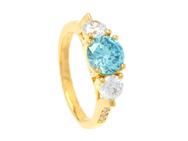 RING, förgyllt sterlingsilver, cubic zirkoner, bredd 7 mm, stl 16,5 mm, vikt 3,3 g.