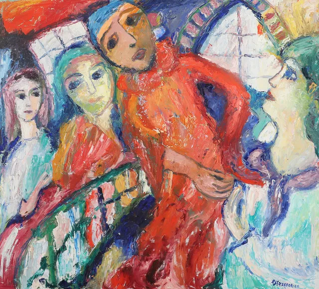 ALMA HANSSON. "Artisten", olja på duk, signerad A. Hansson.
