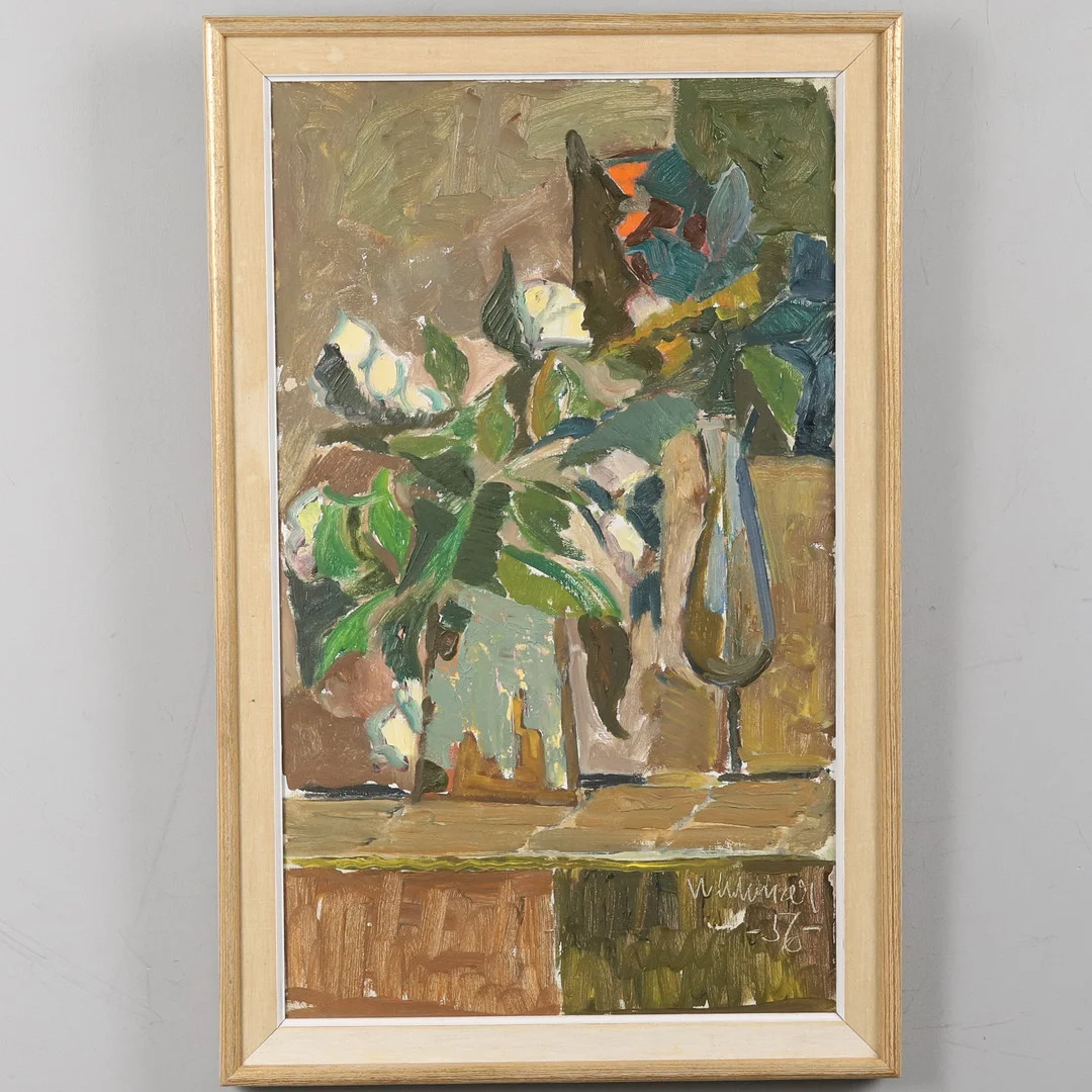 ÅKE WALDEMAR LARSSON. Olja på duk, Stilleben, signerad och daterad -56. — Paintings — Örebro Stadsauktioner