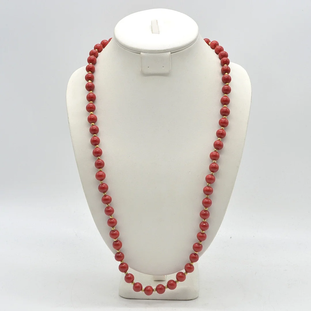 GLASPERLENCOLLIER, HANDGEMACHT, VERGOLDETE TRENNPERLEN, SCHRAUBVERSCHLUSS, 20. JAHRHUNDERT. — Necklace — Kunst- und Auktionshaus Kleinhenz