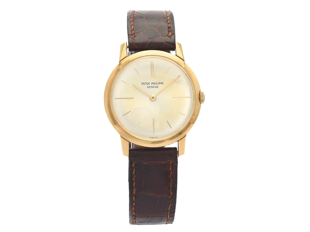 PATEK PHILIPPE, Genève, Cal 23-300, Serie nr. 786511,Ref nr. 2593, Boett nr. 2616887, herrur, 32 mm, 18K guld, manuell, plexiglas, läderband, ca 1962. — Klockor/Patek Philippe — Kaplans
