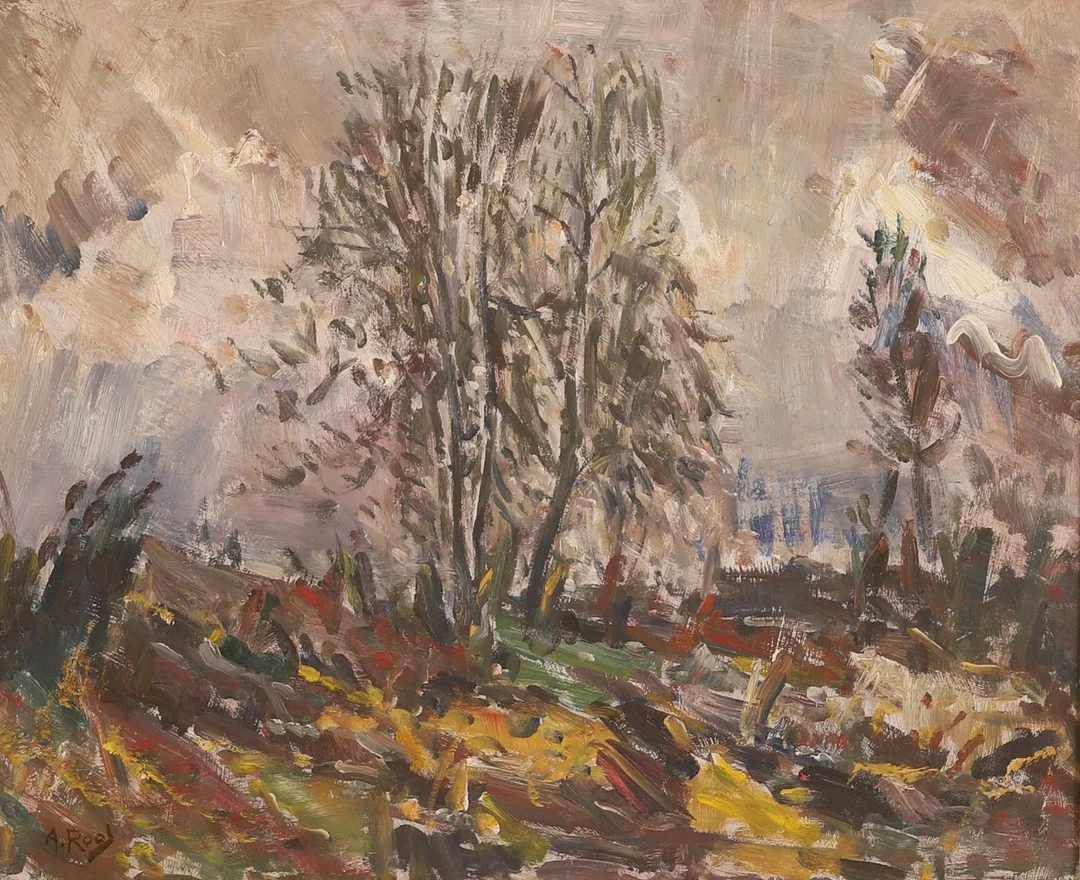 ALEXANDER ROOS. Olja på pannå, signerad. — Paintings — RA Auktionsverket Norrköping