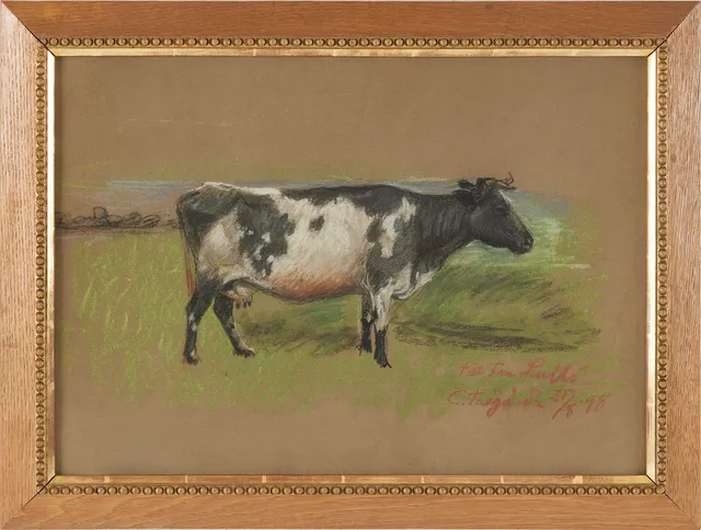 CARL TRÄGÅRDH (1861-1899). Ko på äng, pastell.
