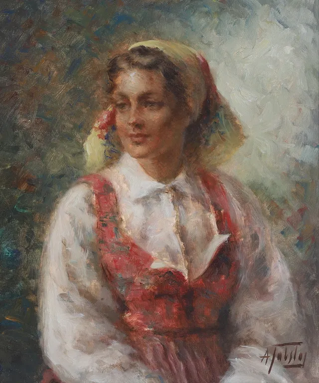 ALEXANDER TOLSTOY. Olja på duk, signerad.