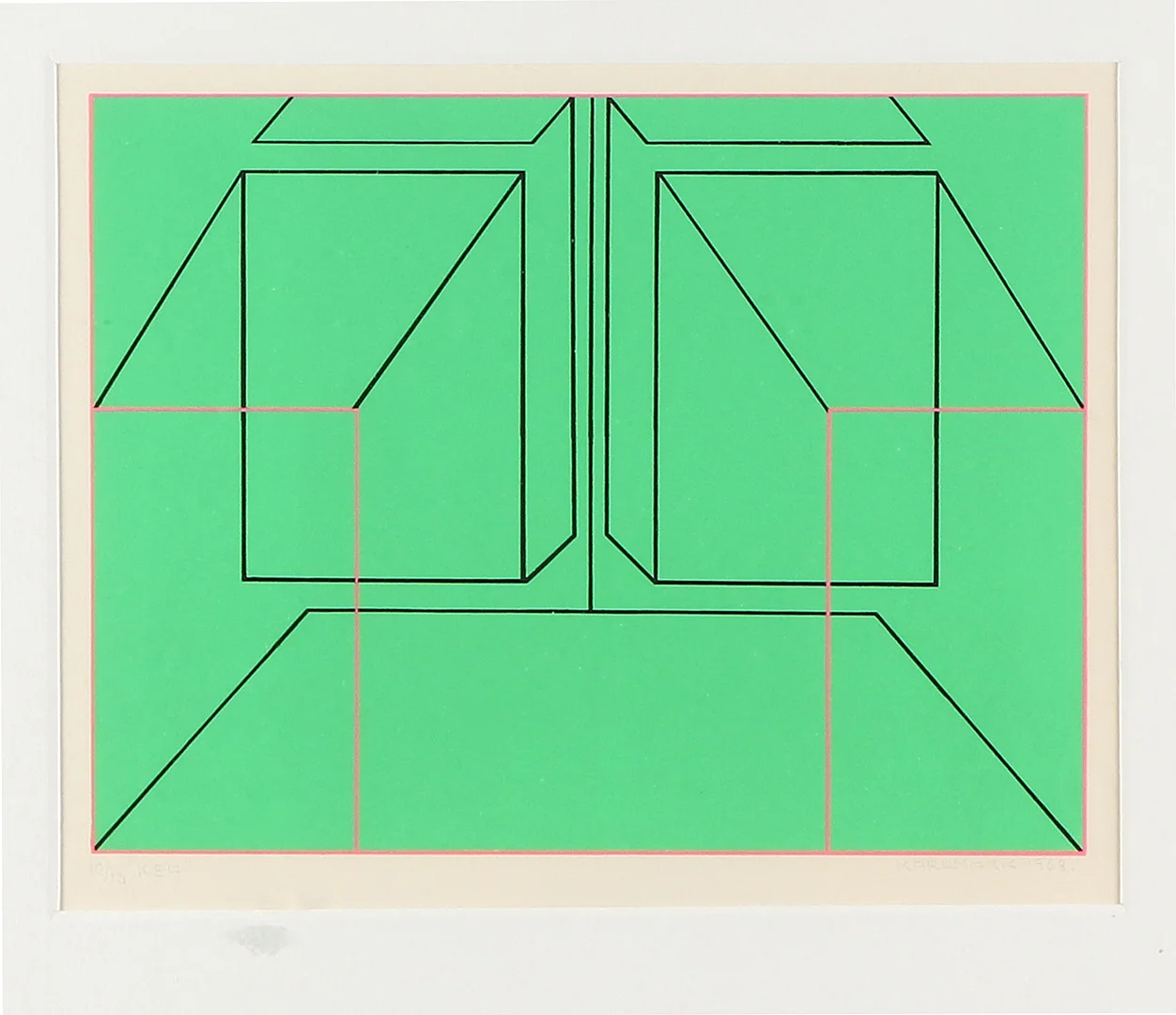LARS KARLMARK. Serigrafi, 10/10. Geometrisk komposition. Signerad och daterad 1968. — Engravings & Prints — Skånes Auktionsverk