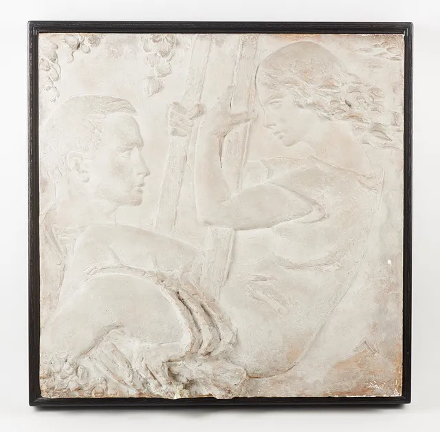 WÄINÖ AALTONEN. "Gungan", signerad med monogram samt daterad 1934, gipsrelief.