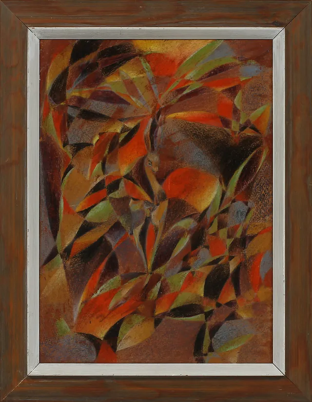 ELIN SVIPDAG. Komposition, vax tempera, signerad.
