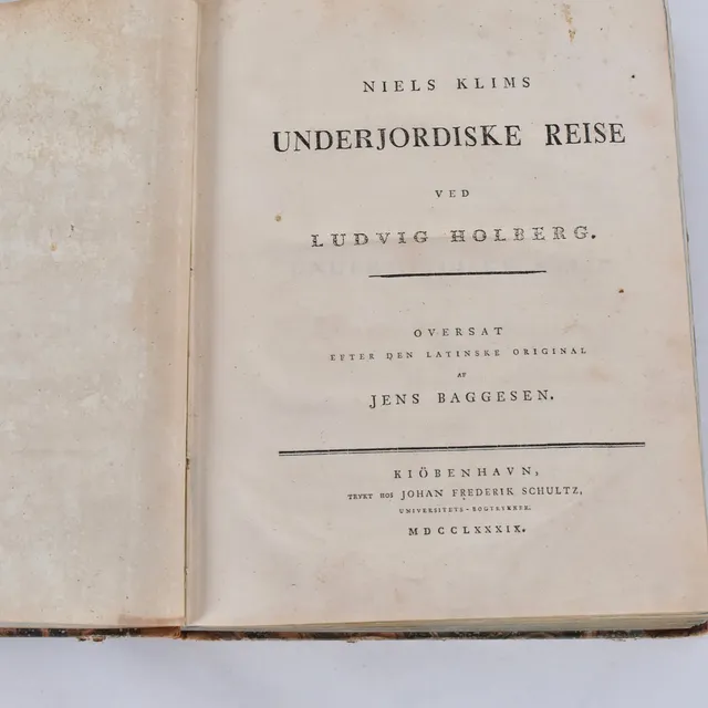 LUDVIG HOLBERG. bok, Niels Klims Underjordiske Reise, 1 danska upplagan 1789.
