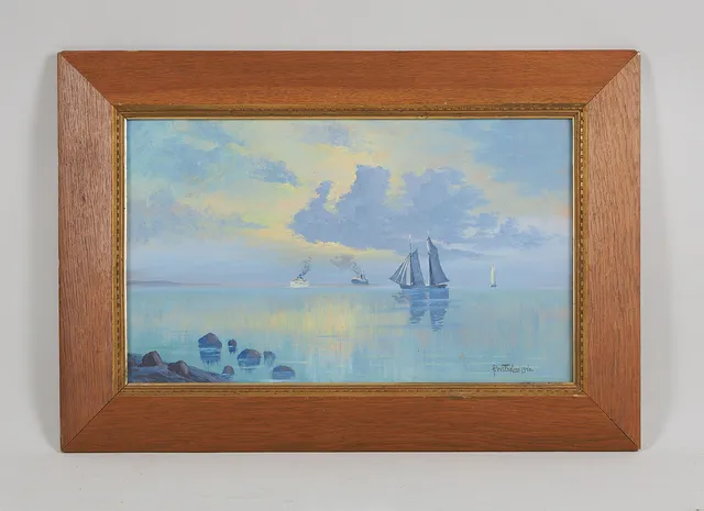 ALEXANDER WILHELMS (1886-1972). Aftonljus över havet, signerad samt daterad 1940, olja på pannå.