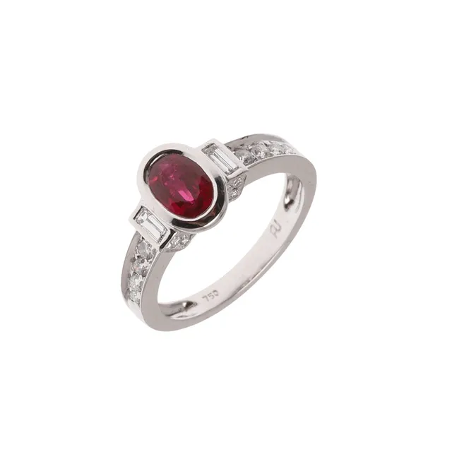 A RUBY AND DIAMOND RING.