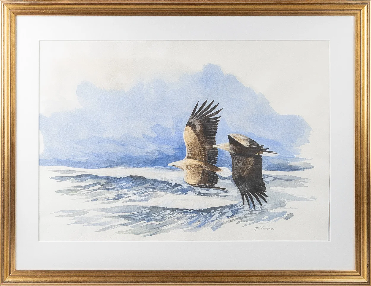 JAN RHODIN (1938-2022). Akvarell, havsörnar. — Paintings — Stockholms Auktionsverk Helsingborg