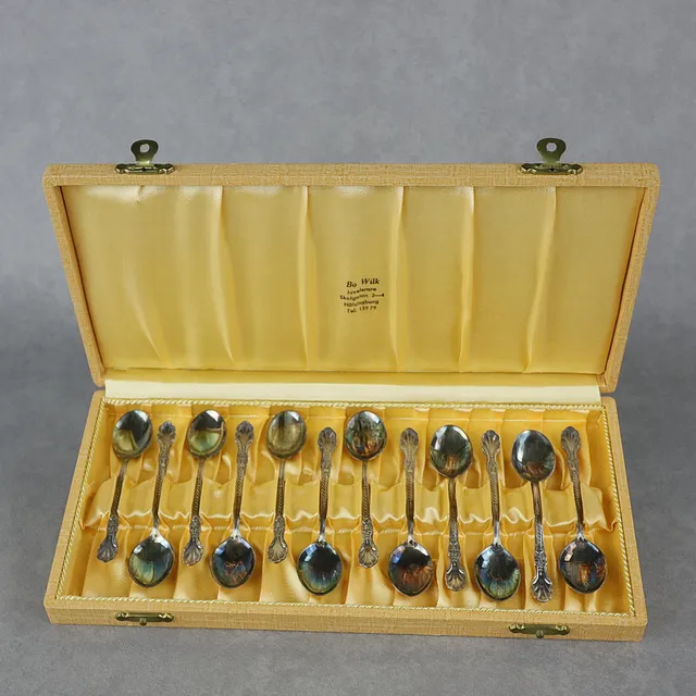 KAFFESKEDAR, 12 st, Matsilver AB, Märsta, 1948.