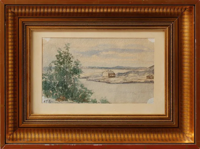 ALBERT THEODOR GELLERSTEDT. Kustmotiv, akvarell, sign.