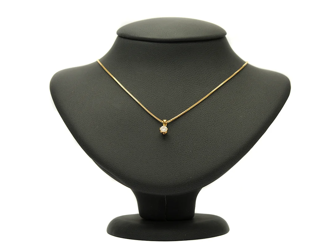 HÄNGE/KEDJA, 18K guld, briljant ca 0,37 ct ca W/VS, venezia, längd 42 cm, vikt 5,1 g. — Smycken/Hänge med kedja — Kaplans